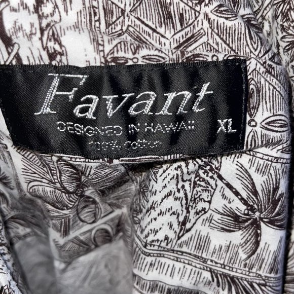 Vintage Retro Favant Hawaiian Shirt Mens XL Floral Aloha Vacation Surfboard Tiki - Picture 9 of 10